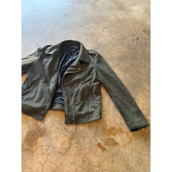Banana Republic Women’s Olive Moto Jacket Vegan Suede XS - Picture 3 of 12